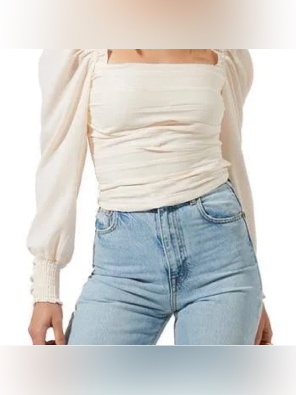 NWT. ASTR the Label. Puff Sleeve Square Neck Top. Cream. Size Medium.